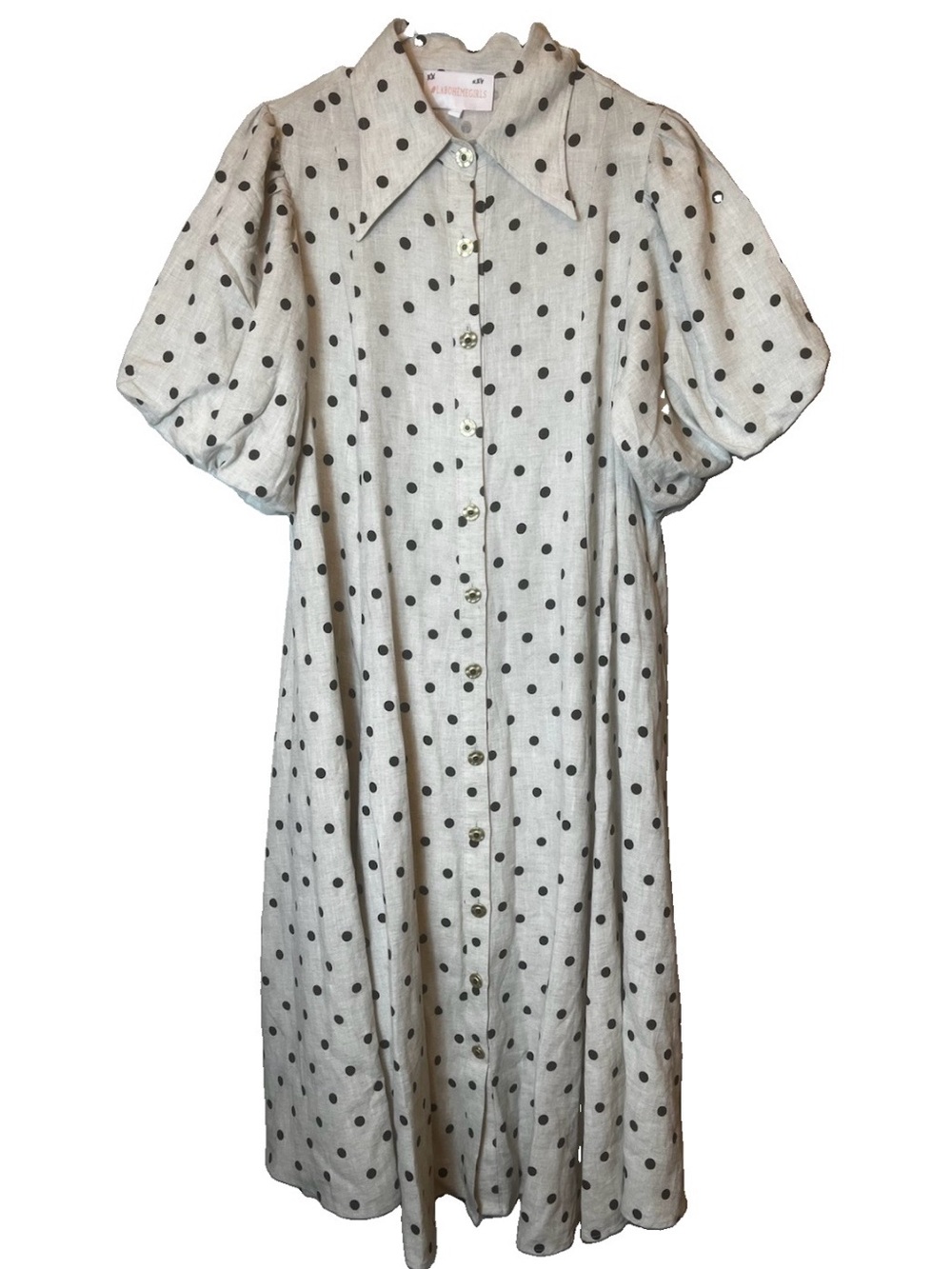 LA BOHEME GIRLS Peyton Oat Polka Dot Dress Size M/L - Picture 2 of 6